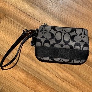 Coach Black and Grey Signature Wristlet NWOT